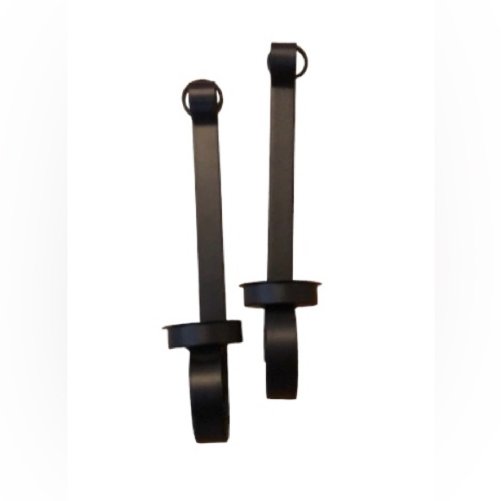 Metal candle holders, Black wrought iron, 15”